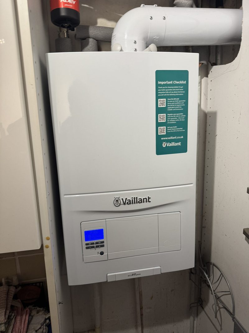 Vaillant boiler with new pipework and magnetic filter